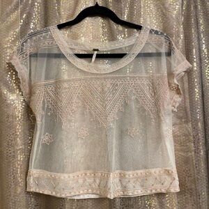 Free People Sheer Embroidered Top